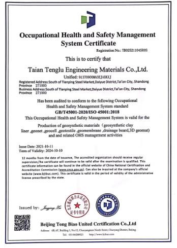 ISO45001 - Taian Tenglu Engineering Materials Co., Ltd.