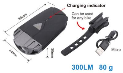 China USB Charging Rechargeable LED Cycle Lights 1.3in , Low Brightness USB Bike Front Light for sale