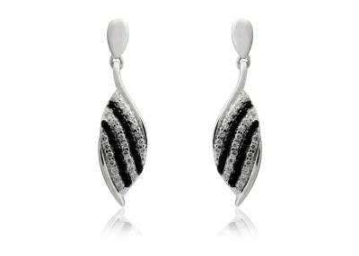 China Lead Free 925 Sterling Silver Earring with Black & White Stripe For Woman , Rho Plating IE1110 for sale