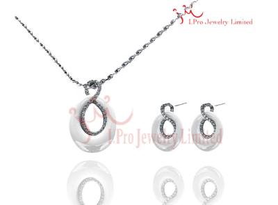 China Latest Sweet Candy Sterling Silver Jewerly Sets White Ceramic Bridal Earring Pendants for sale