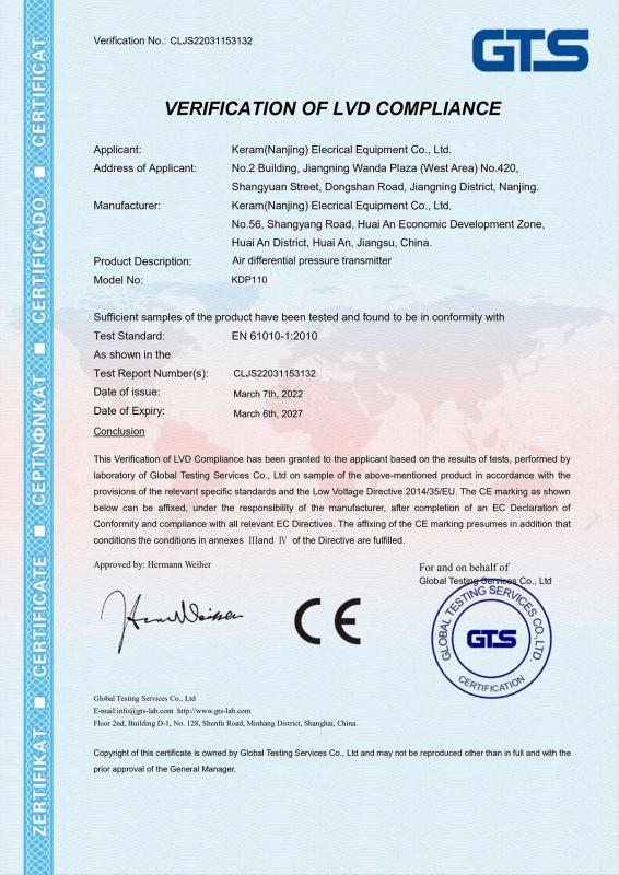 CE - Keram (Nanjing)ELECTRICAL Equipment Co., Ltd.