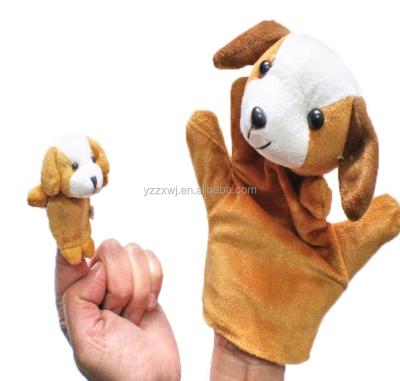 China For Kids Free Sample Cute Cartoon Hand Puppe Animal Toys Finger Puppet Plush Dog Hand Puppet Kids Animal Hand Puppets for sale