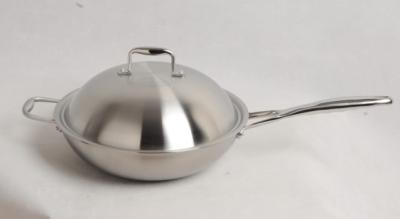 China High quality Stainless steel wok, SHONLI-F-01,thickness 2.5mm with cast iron handle for sale