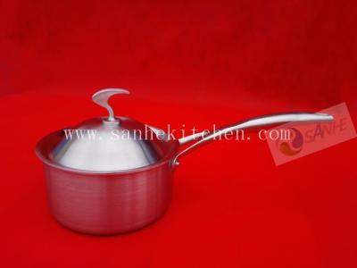 China Milk pot with lid,Stainless steel pot,thickness 2.5mm with cast iron handle for sale