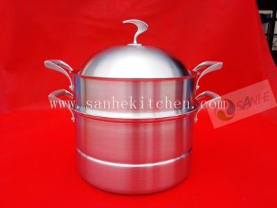 China 3 layers Stainless steel steam pot,thickness 2.5mm with cast iron handle for sale