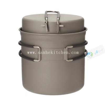 China Titanium cookware set, soup pot and frying pan/camping cookware set for sale