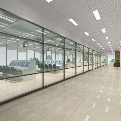 China 10mm Double Glass Partition Soundproof Polished Surface 6063 T5 for sale