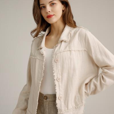 China Ladies Linen Viscose Jackets With Washing Fringe for sale