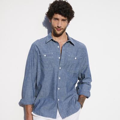 China Long Sleeve Chambray 100 Cotton Slim Fit Shirts Breathable For Four Seasons for sale
