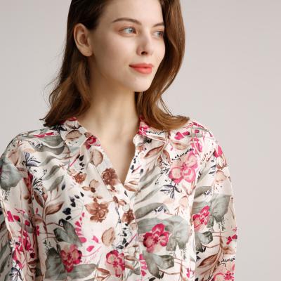 China Breathable Open Collar Blouse Back Yoke Ladies Shirt With Kimono Sleeves for sale