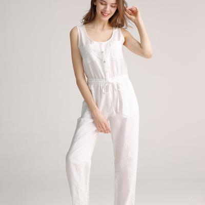 China Pantalones de lino casuales para mujer Lily Button Down Sleeveless Romper del XL XXL en de marfil en venta