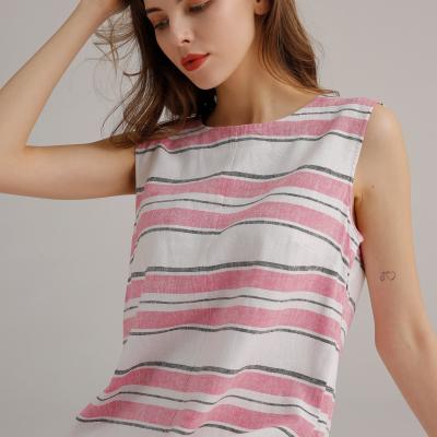 China Horizontal Striped Shift Womens Casual Linen Dresses S M L Midi Length for sale