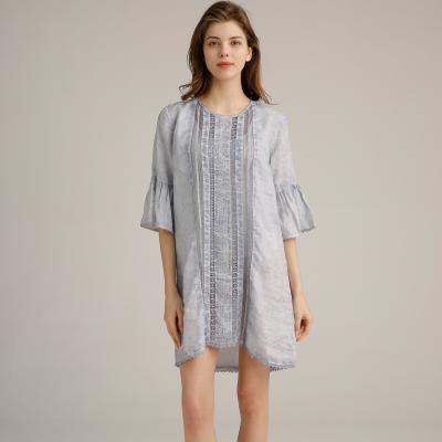 China La ropa informal redonda llana del cuello cuenta un cuento los vestidos de cambio de lino teñidos del verano para las mujeres en venta