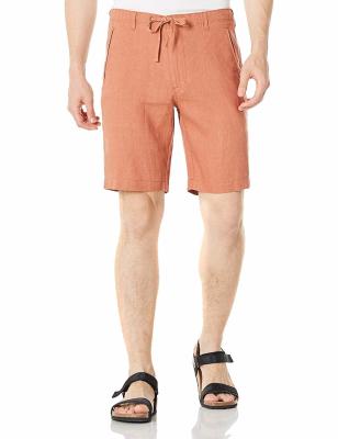 China El lazo de lino para hombre de los pantalones cortos de la playa marrón clara cuenta un cuento la tela teñida en venta
