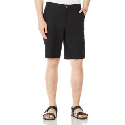 China Black Drawstring Mens Linen Shorts 10In Inseam for Spring and Autumn for sale