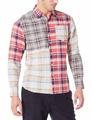 China Mix Plaid checked Mens Casual Linen Shirts XS~XXXL With 48% Cotton for sale