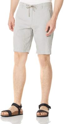 China Breathable Mens Casual Summer Shorts Grey Zipper Closure Low Rise Linen Shorts for sale