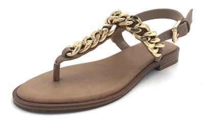 China Buckle Closure Womens Flat Sandals With Leather Upper Rubber Sole for sale
