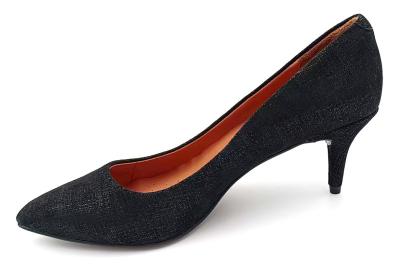 Китай на заказ Чёрные женские каблуки, Слингбек насосные каблуки с кожаным материалом продается