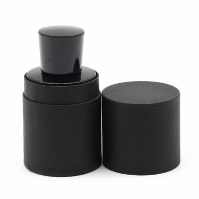 China Black Leather Cardboard Tube Gift Box For Refined Oil Perfume 30ml 50ml 100ml for sale