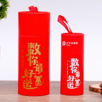 Κίνα Food Grade Wholesale Round Kraft Paper Tube with Red Ribbon Biodegradable Cardboard For Tea Coffee Paper Tube Packaging προς πώληση