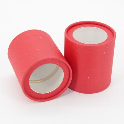 China Coffee Packaging Kraft Paper Tube , Cylinder Candle Paper Box With Window for sale