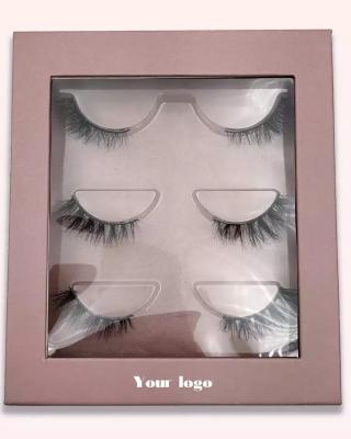 China Craft Cardboard Pink Eyelash Box Booklet Custom Logo Packaging  Glossy Lamination for sale