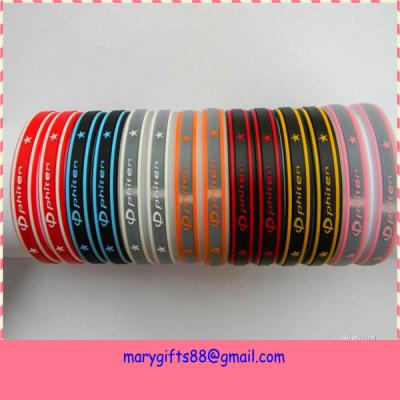 China Logo OEM printed rainbow loom silicone bracelet for sale