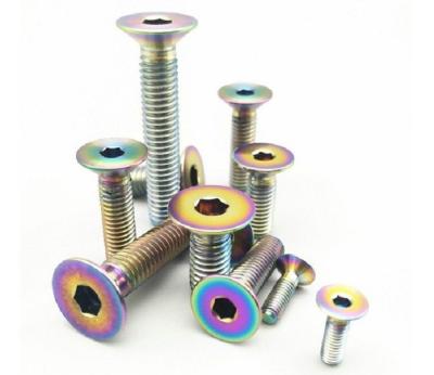 China Multiple Color GR2 Titanium Countersunk Bolts With Flat Hex Torx Head for sale