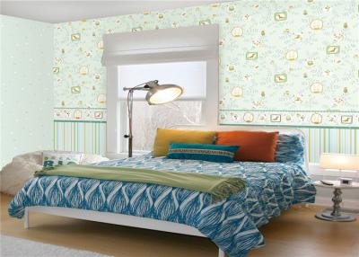 China Teste padrão bonito não tecido da folha do verde da prova do molde do papel de parede do quarto das crianças à venda