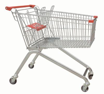 China Carro do trole da compra do supermercado do revestimento do pó, 4 carrinhos de compras do metal da roda à venda