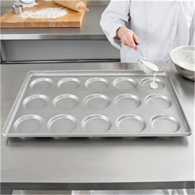 China RK Bakeware China 3 Inch Glazed Aluminumized Steel Hamburger Bun Pan Baking Tray for sale