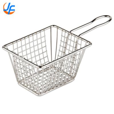 China RK Bakeware China Foodservice NSF Wire Mesh Deep Fat Fry Basket / Stainless Steel Square French Fry Basket for sale