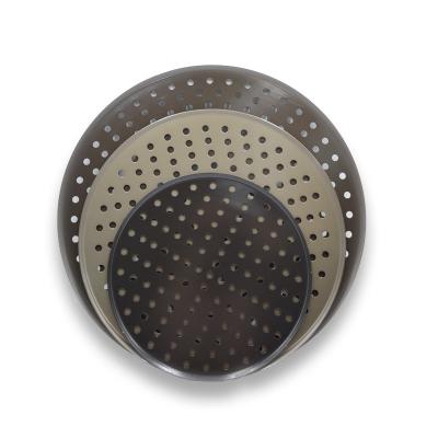China RK Bakeware China-Pizza Hut 9 Inch 12 Inch 15 Inch Perforated Commercial Aluminum Pizza Pan Pizza Disk for sale