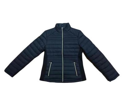 China Belted Ladies Quilted Padded Jacket Womens Black Quilted Jacket Ladies for sale