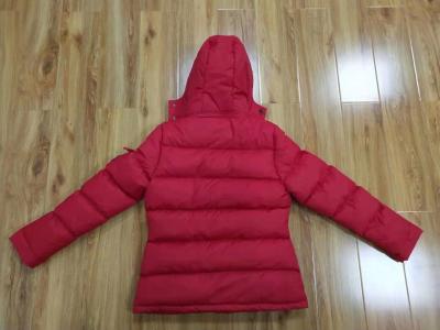China Red Ladies Hooded Padded Jackets Womens Mid Length Puffer Coat With Hood for sale