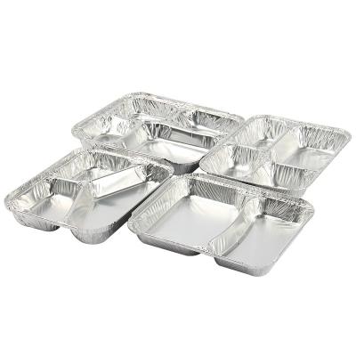 China 800ML Aluminum Foil Lunch Box 230mm*175mm*38mm Wholesales Container Tray Square Pans High Quality 2 Lattice for sale