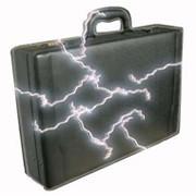 China Genuine Leather Electric Shock Safety Suitcase with 30KV Output Power for sale