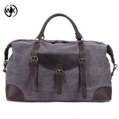 China Online shopping handmade leather bags China supplier men's travel bag high quality leather canvas duffel bag for sale