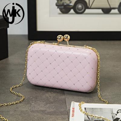China custom golden chain shoulder bag coin purse mini Newly gold pu leather cute sling bag for girls new clutch design bags for sale