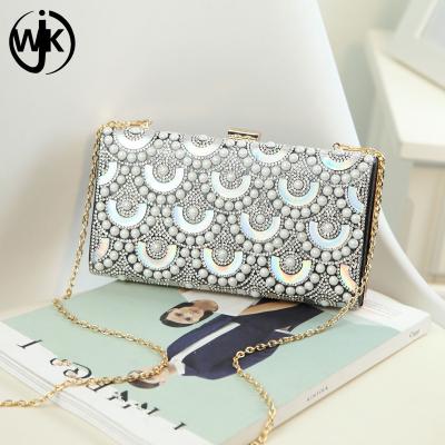 China Beautiful PU leather lady party bag ladies dinner party handbags purse evening bag crystal clutch handbag for sale