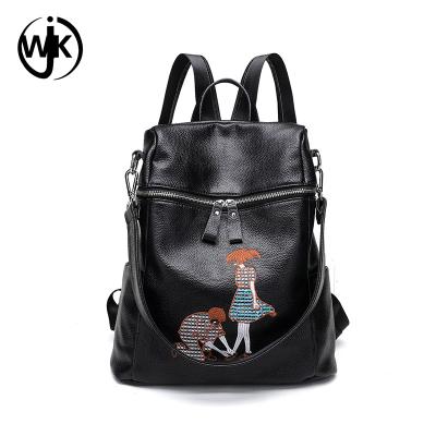China New style China supplier Embroidered lady bags black backpack luxury for sale