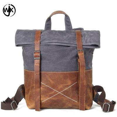 China new design backpack men vintage retro canvas travel shoulder bag waterproof oil wax canvas business bag leather man for sale