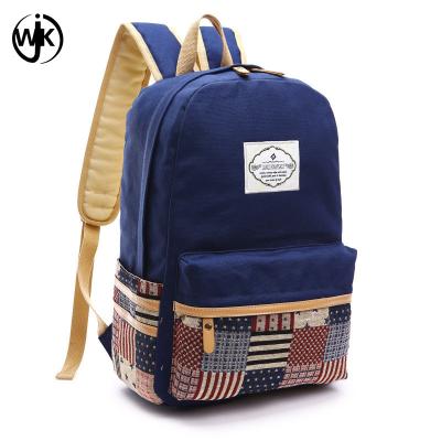 China 2019 canvas bag trendy school bag in guangzhou soft material Splicing color college backpack bag for sale