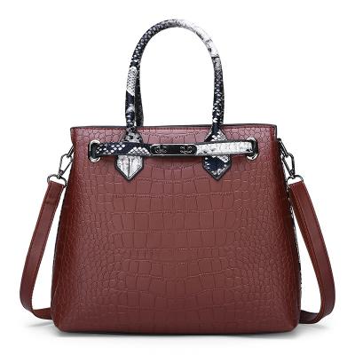 China 2019 top-selling PU leather simple tote bag metal logo for handbag Crocodile crossbody bag women Adjustable shoulder bag for sale