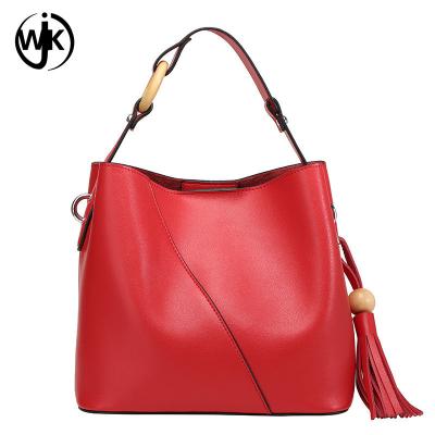 China plain leather tote bag with tassel cow leather bag women Multi-function top quality purses leather and handbags luxury for sale