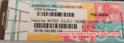 China Microsoft Genuine Windows 8 Product Key Sticker Windows 8.1 Pro CIS And GE x18 COA License for sale