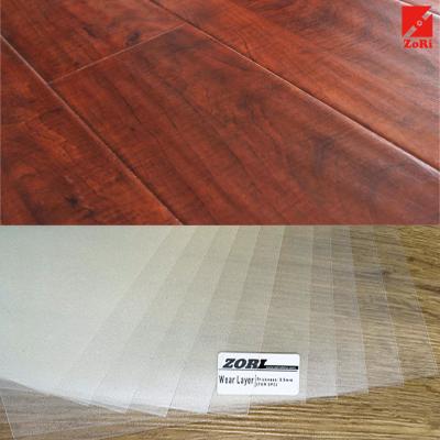 China 0.3mm 0.5mm 0.7mm Transparent Anti Scratch PVC Wear Layer For Vinyl Plank Flooring With Good Durability for sale