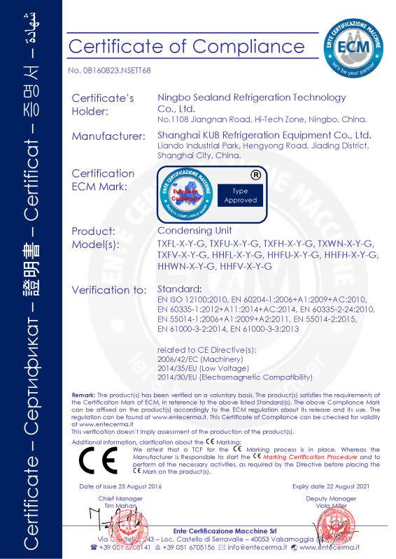 CE CONDENSING UNIT - Shanghai KUB Refrigeration Equipment Co., Ltd.