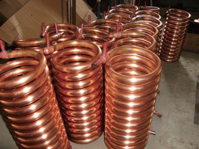 China Máquina de hielo, bobina de aluminio del condensador de la aleta del tubo de cobre del enfriado por aceite el tubo interno del cambiador de calor del doble-tubo en venta